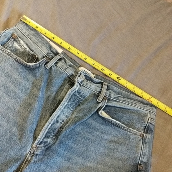 Agolde Riley High Rise Waisted Crop Cropped Organic Denim Jeans Emulsion - Picture 11 of 16